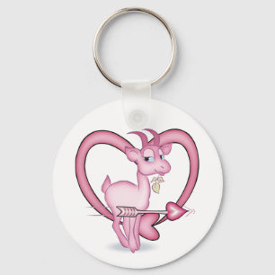 Pink Valentine's Day  Cartoon Goat Gift Keychain