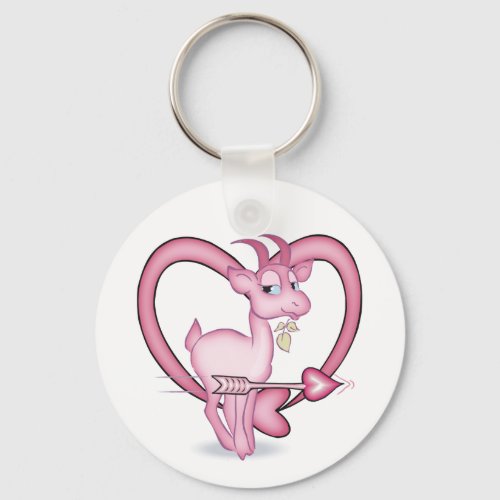 Pink Valentines Day  Cartoon Goat Gift Keychain