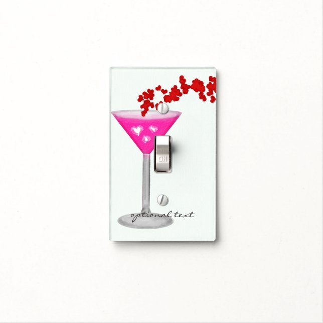 Pink Valentine's Day Cocktail Chic Personalized Light Switch Cover (In Situ)