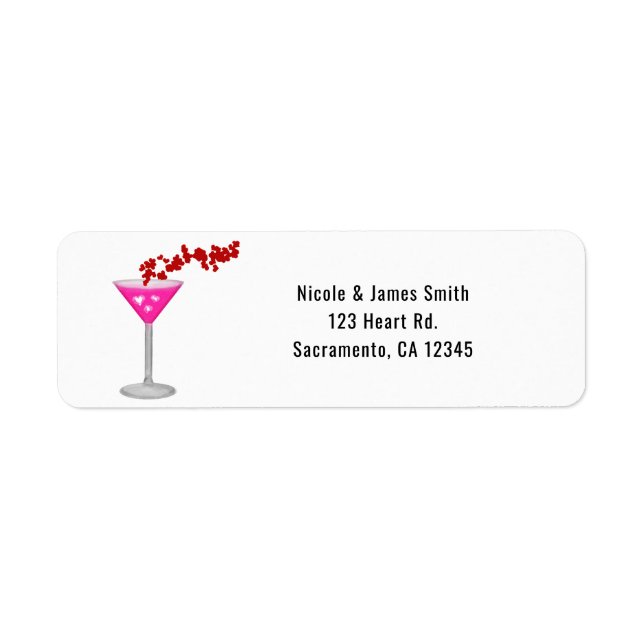 Pink Valentine's Day Cocktail Party Invitation Label (Front)