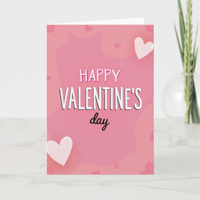 Pink Valentines Day Cute Art Card (Front)