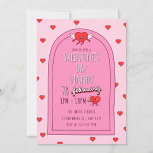 Pink Valentines Day Dinner Invitation