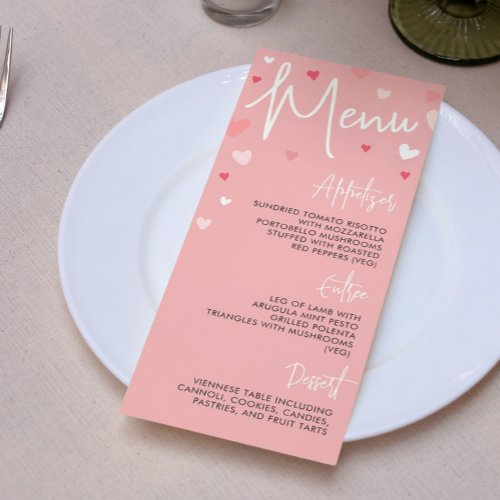 Pink Valentines Day Dinner Party or Wedding Menu