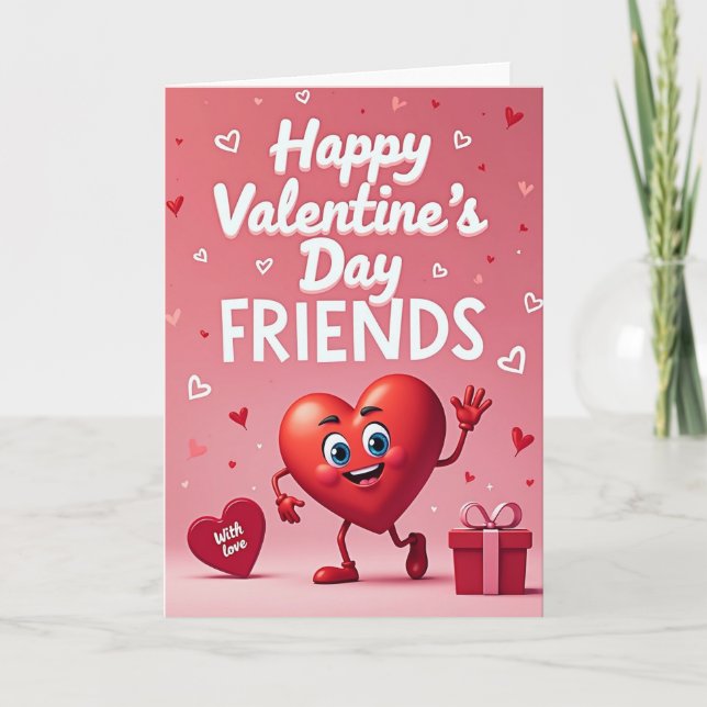 Pink Valentines Day Friends Card (Front)
