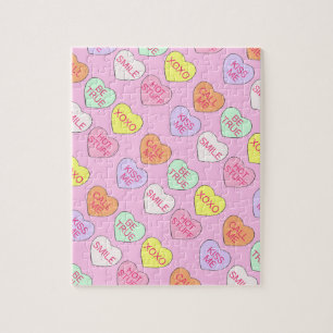 Pink Valentine's Day Gift Love Sweet Candy Hearts Jigsaw Puzzle