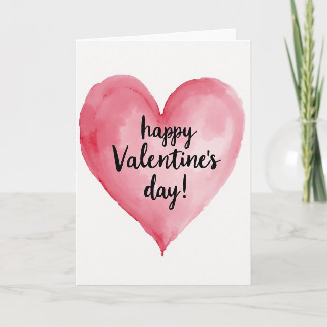 Pink Valentines Day Heart Card (Front)