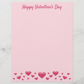 Pink Valentine's Day Hearts &amp; Custom Text Letterhead