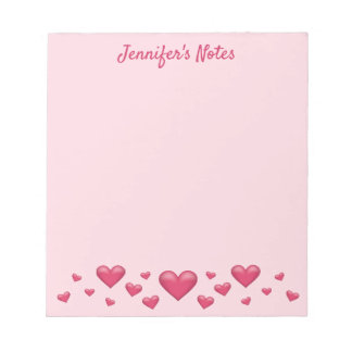 Pink Valentine's Day Hearts &amp; Custom Text Notepad