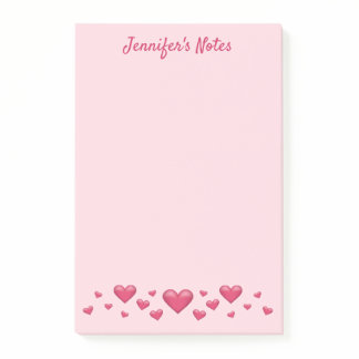 Pink Valentine's Day Hearts &amp; Custom Text Post-it Notes