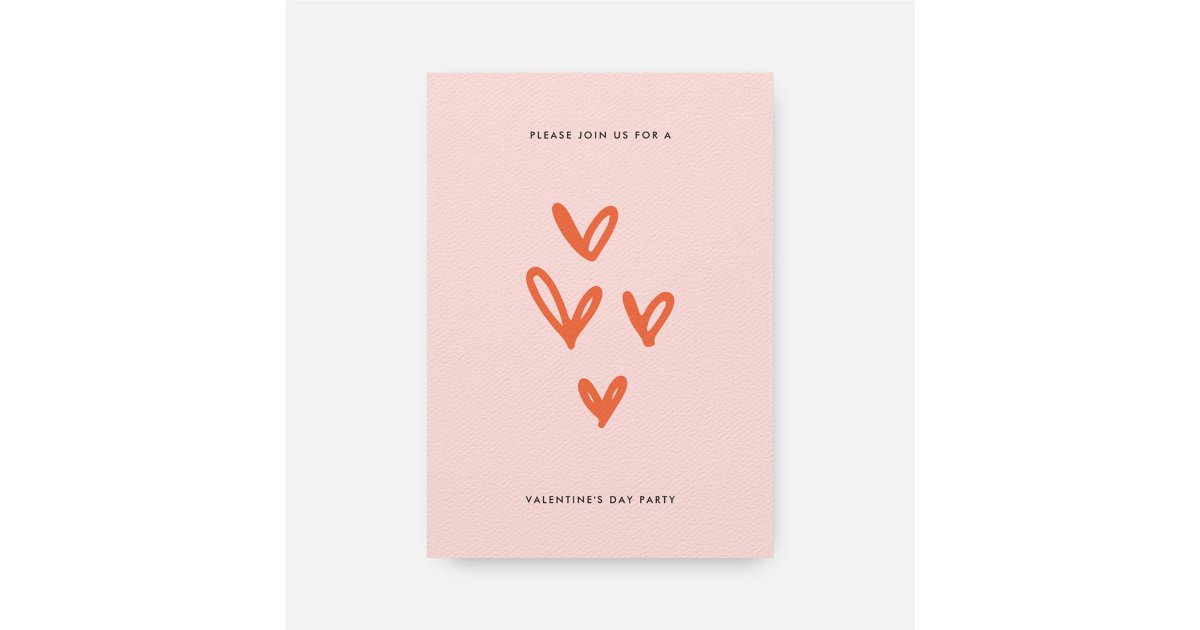 Pink Invitations Heart Pink Valentine's Day Hearts Holiday Party Invitation | Zazzle