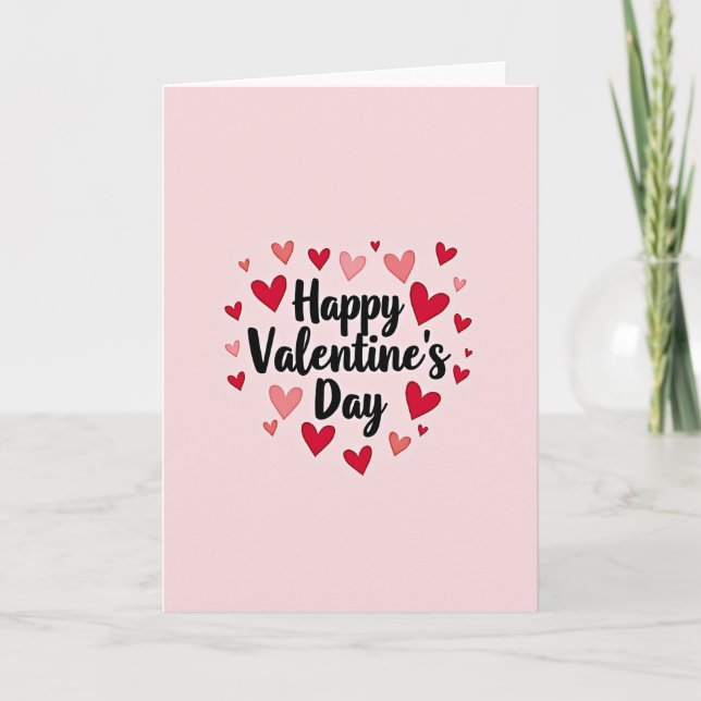 Pink Valentines Day Hearts Love Card (Front)