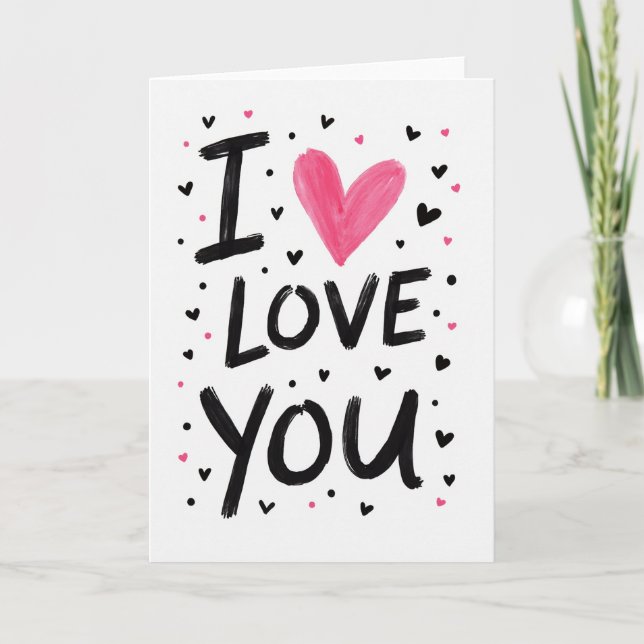 Pink Valentines Day I Love You Card (Front)