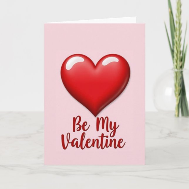 Pink Valentines Day Love Heart Card (Front)