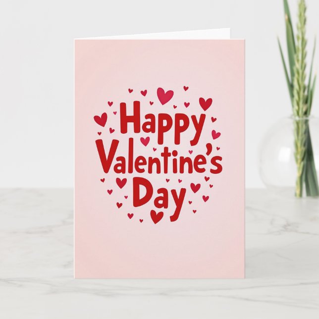 Pink Valentines Day Modern Card (Front)
