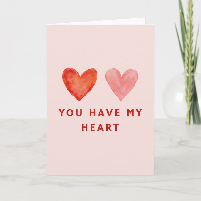 Pink Valentines Hearts Card (Front)