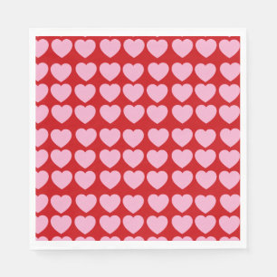 Pink Valentines Hearts on Red Napkins