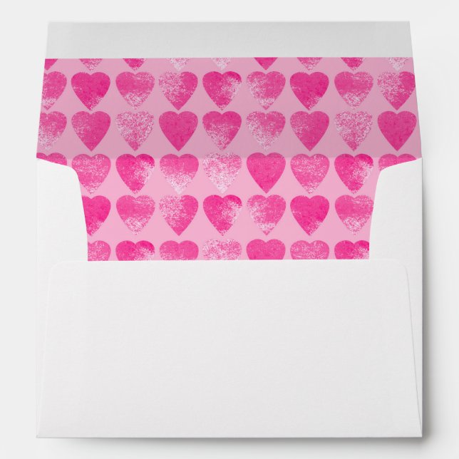 Pink Valentines Hearts Pattern Envelope (Back (Bottom))
