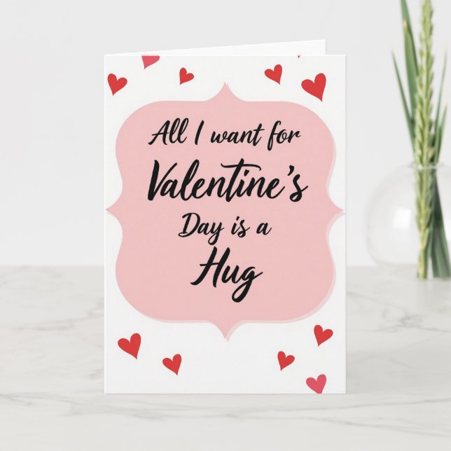 Pink Valentines Hug Card (Front)