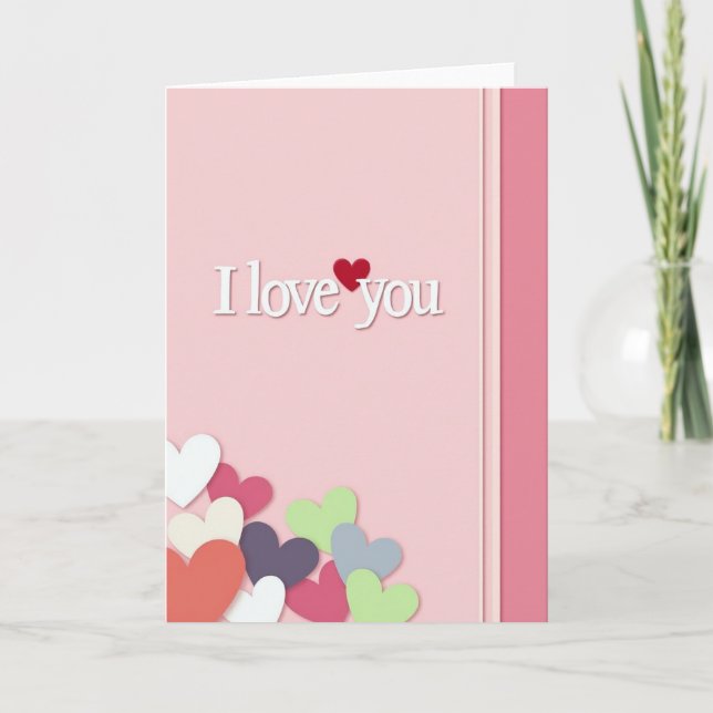 Pink Valentines I Love You Card (Front)