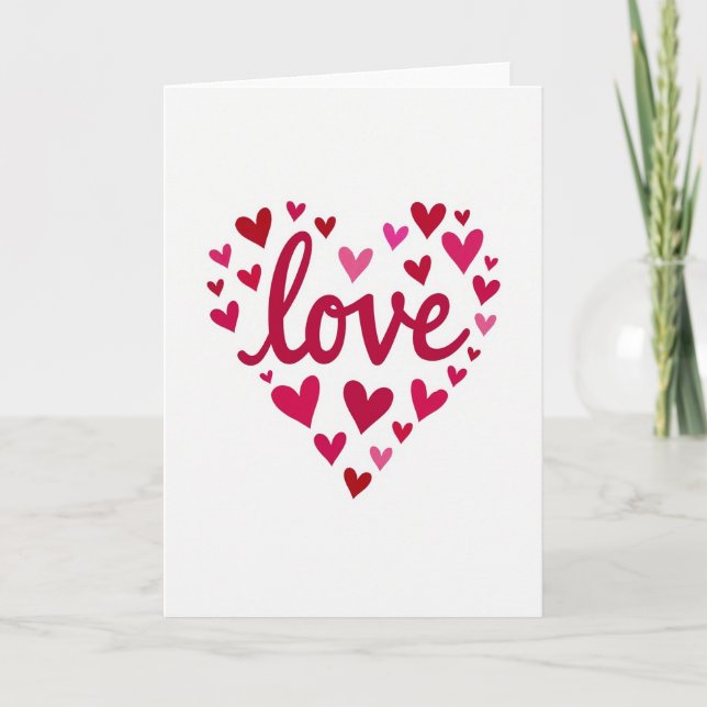 Pink Valentines Love Hearts Card (Front)