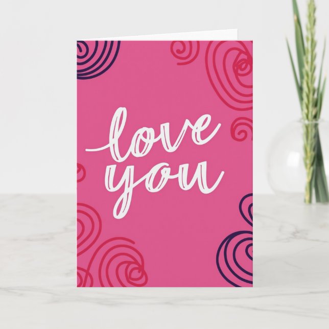 Pink Valentines Love You Card (Front)