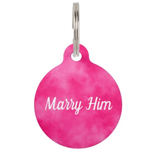Pink Valentines Marry Me Round Pet Tag