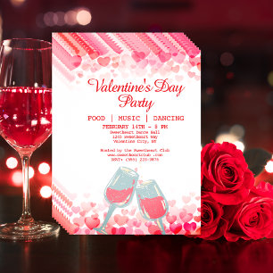 Pink Valentine's Party Food Music Dancing Club Flyer