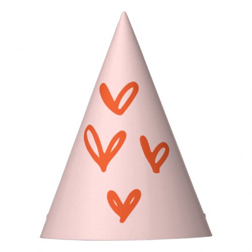 Pink Valentines Themed Party Hat with Hearts 