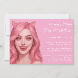 Pink Vampire   Girls Night Out Halloween Invitatio Invitation