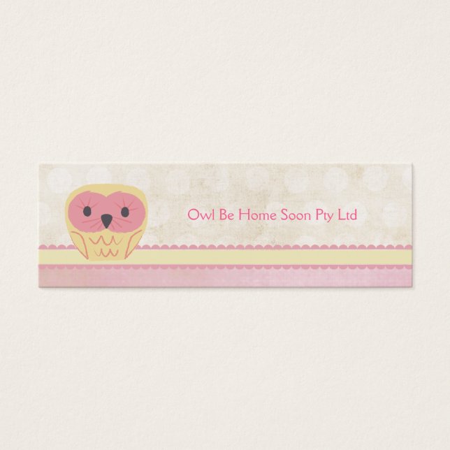 Pink Vanilla Lemon Owl Business Favor Gift Card (Front)