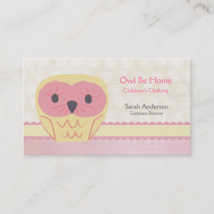 Pink Vanilla Lemon Owl Shabby Chic Business Card