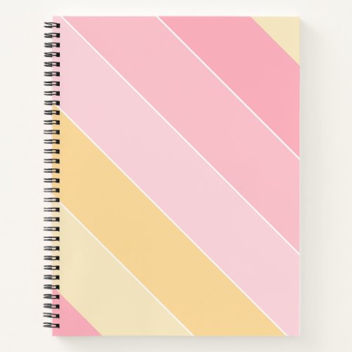 Pink Vanilla Yellow White Modern Trendy Striped Notebook