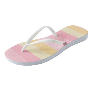 Pink Vanilla Yellow White Pastel Colors Elegant Flip Flops