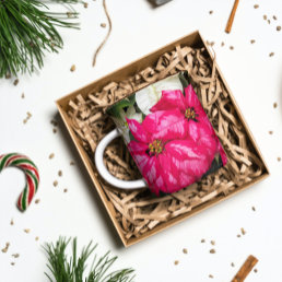 Pink Variegated Poinsettias Holiday Coffee Mug