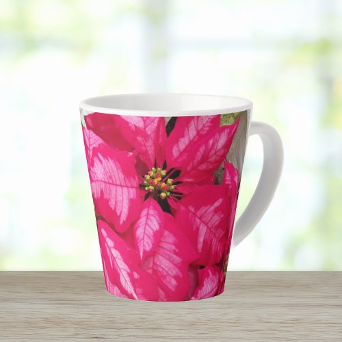 Pink Variegated Poinsettias Holiday Latte Mug