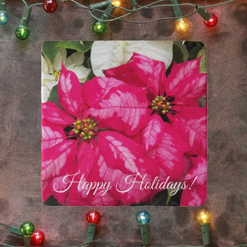 Pink Variegated Poinsettias Holiday Trivet