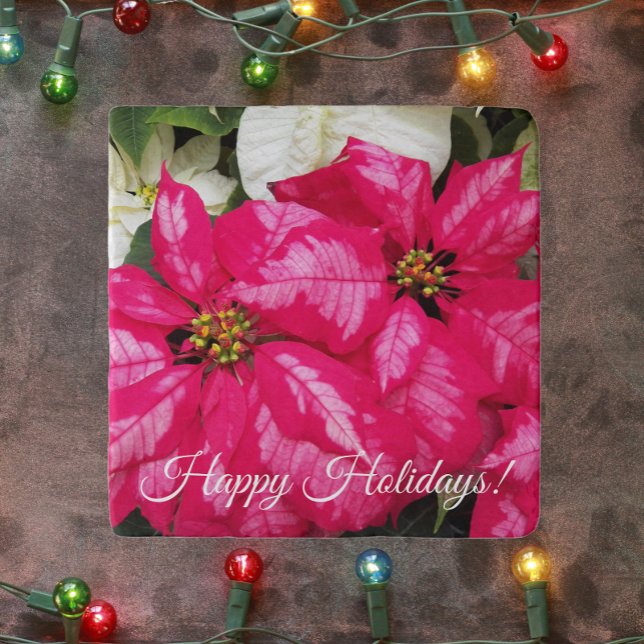 Pink Variegated Poinsettias Holiday Trivet (Creator Uploaded)