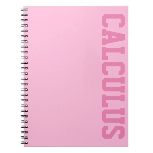 Pink Varsity Letter Patch School Subject Notebook
