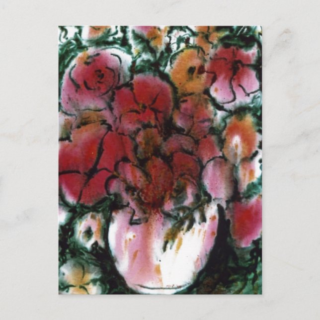 "Pink Vase" Floral Postcard (Front)