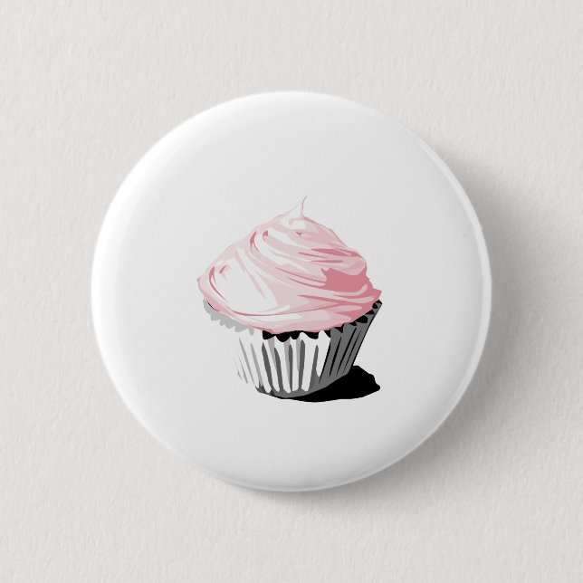 Pink vector cupcake template products pinback button (Front)