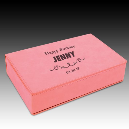 Pink Vegan Leather Bridesmaid Flask Set (Gift Box)