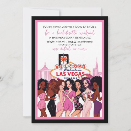 Pink Vegas Bachelorette Party Invitation