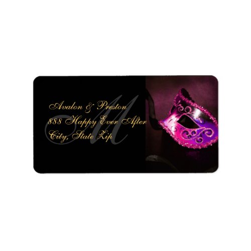 Pink Venetian Masquerade Mask Address Label