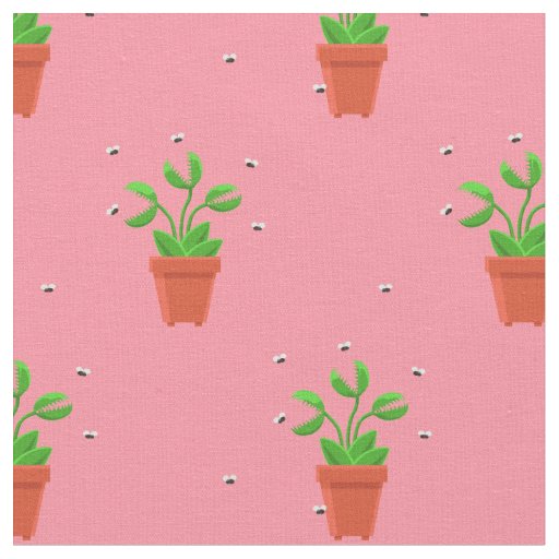pink venus fly trap fabric