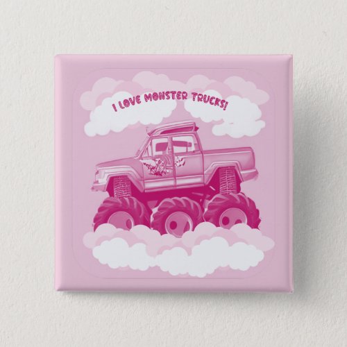Pink Version I Love Monster Trucks Image       Button
