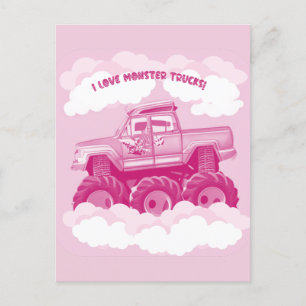Pink Version I Love Monster Trucks Image Invitation Postcard