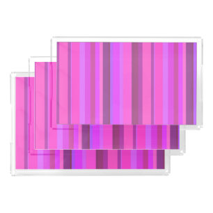 Pink vertical stripes acrylic tray