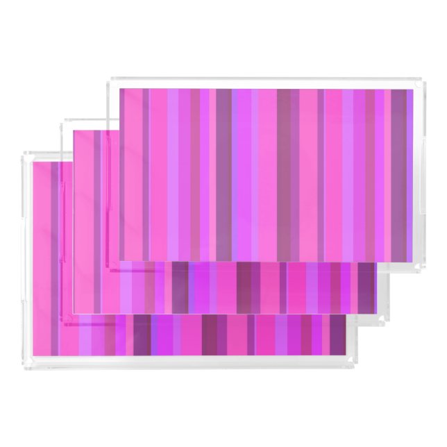 Pink vertical stripes acrylic tray (Set)