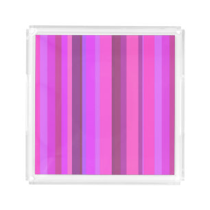 Pink vertical stripes acrylic tray