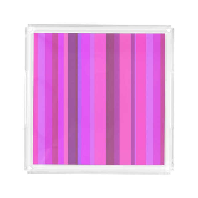 Pink vertical stripes acrylic tray (Front)